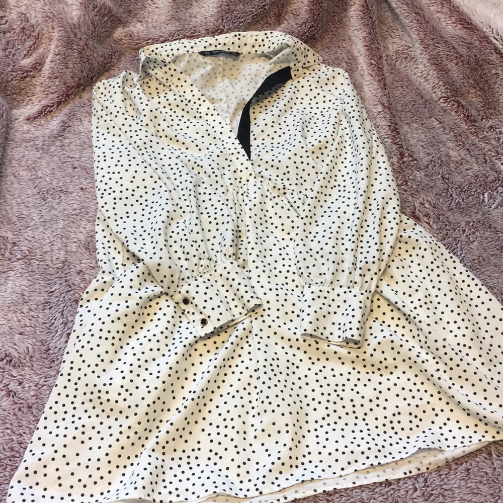 Boyfriend style shirt dress. Mini but flowy